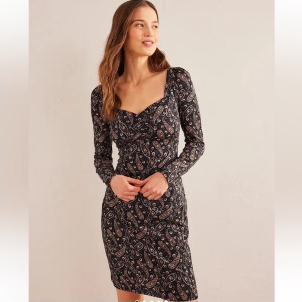 Boden Sweetheart Jersey Mini Dress in Multi Paisley Blooms